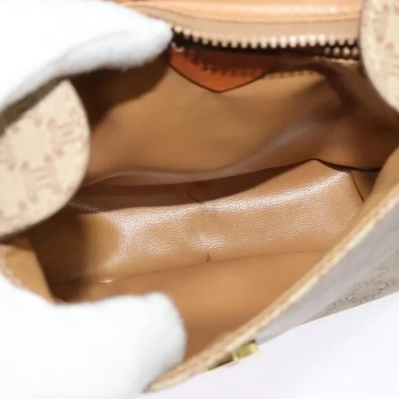 Authentic CELINE Macadam Canvas Shoulder Bag PVC Beige Gold - Picture 9 of 16